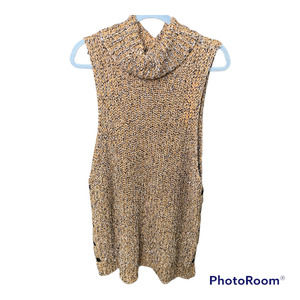 Free People Women's Mixed Knit Cowl Neck Sleeveless Sweater Vest Large